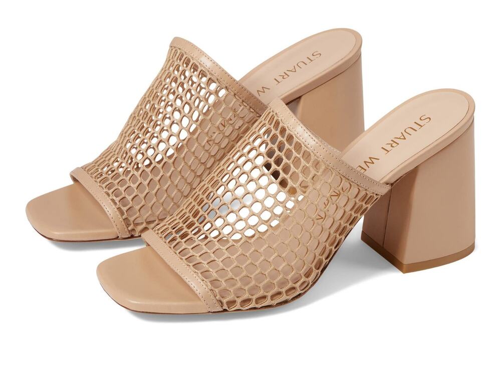Stuart Weitzman Cayman 35 Block Slide Sandals Women’s Size 9 M Natural/Adobe